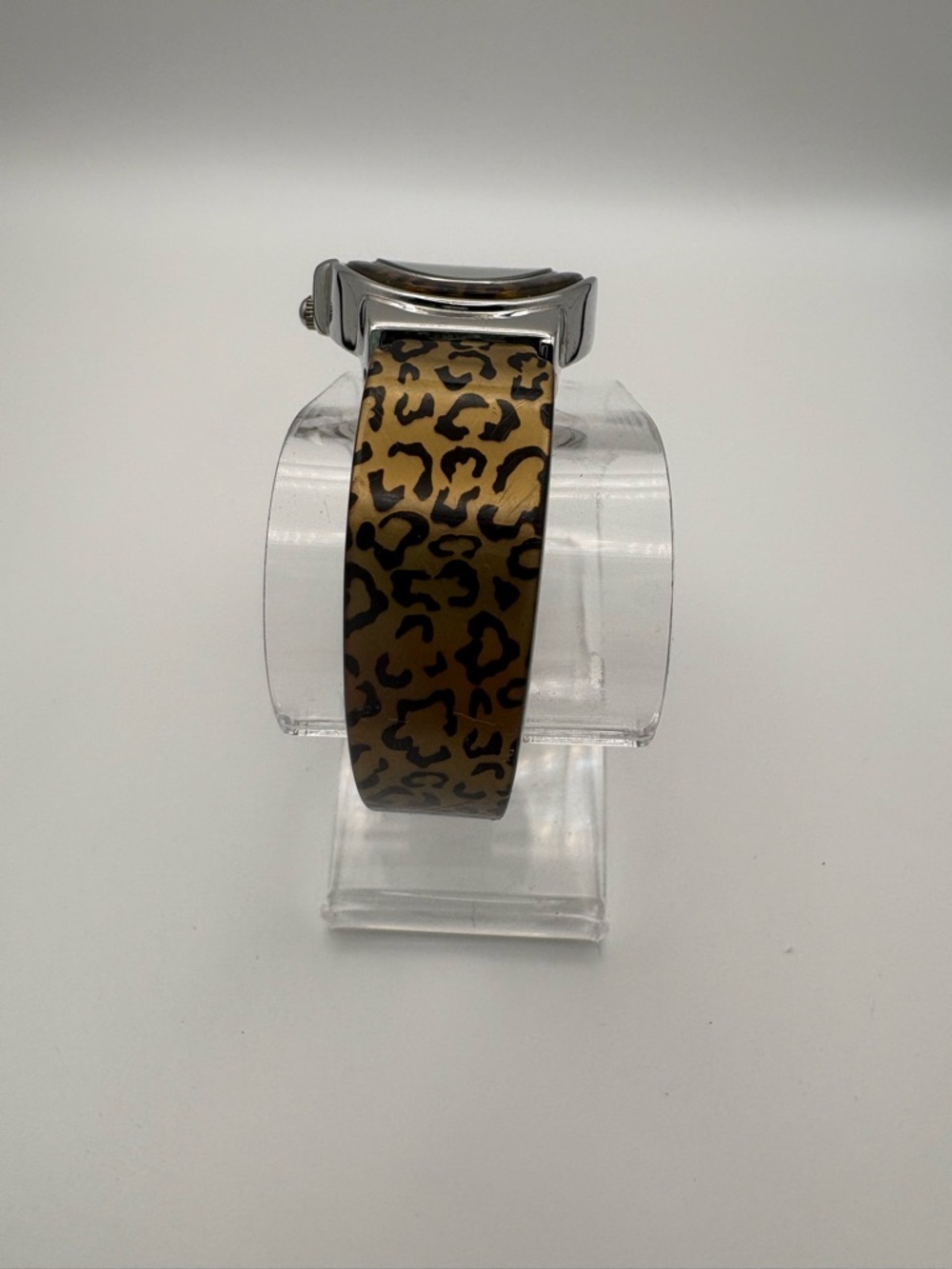 Narmi Leopard Print Oval Face Watch Bangle Cuff Bracelet New Battery Works! - Picture 4 of 7